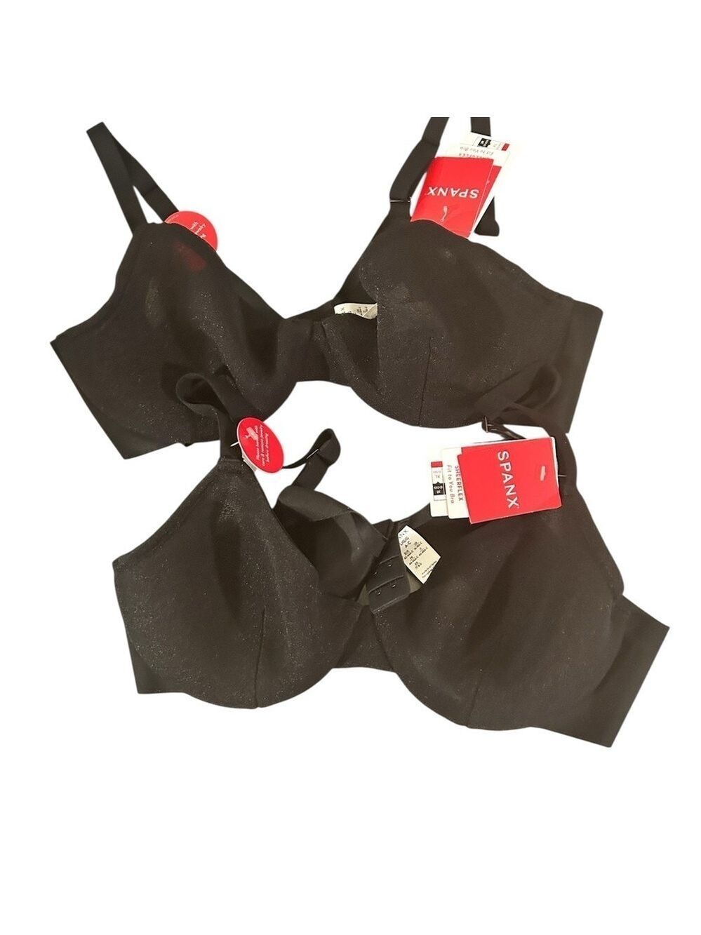 2 TWO SPANX SheerFlex Fit to You Bras Large A-C Very Black 30071R New with Tags